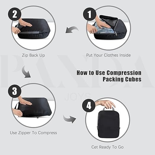 4 Set Compression Packing Cubes Travel