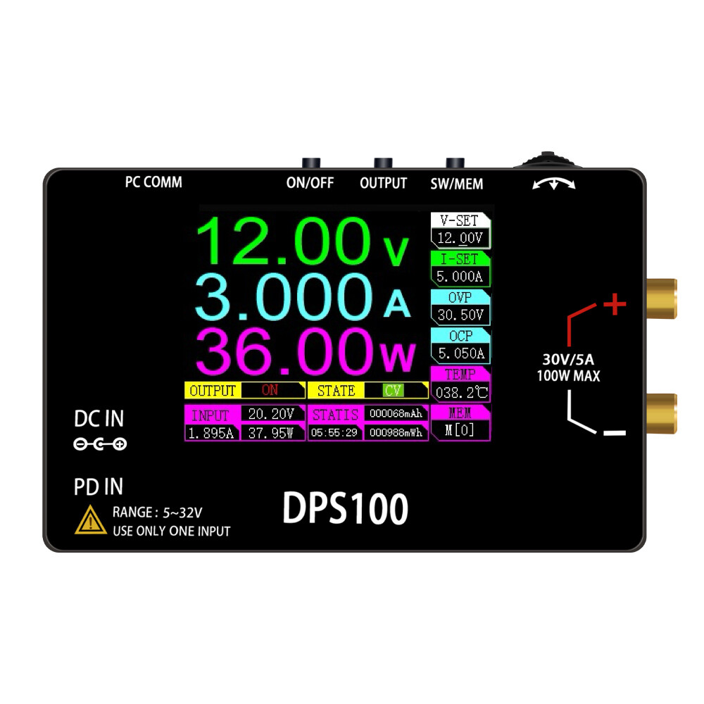 2.4in Screen Adjustable DC Current Power Supply 100W Regulated Power Supply