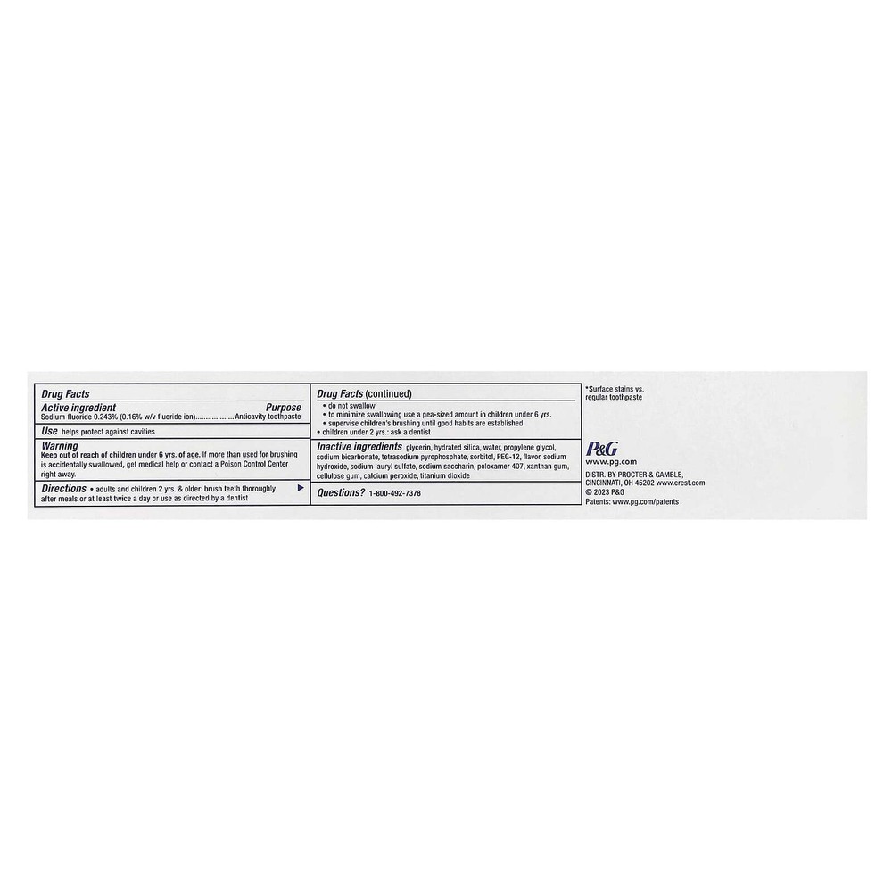 Crest Whitening Toothpaste Baking Soda & Peroxide Anticavity Fresh Mint 8.2 oz