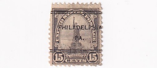 STAMPS US SCOTT 696 "Statue of Liberty" 15 CENT 1931 PRECANCEL PHILADELPHIA - C