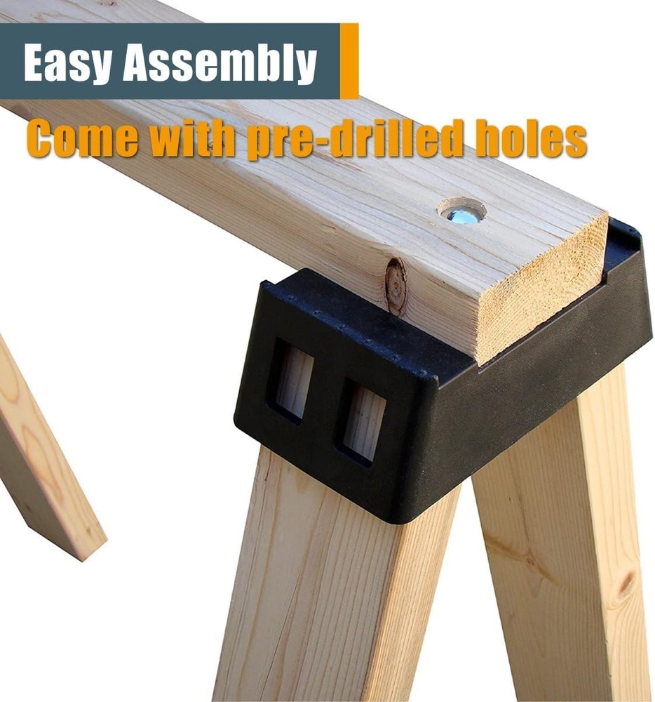 Durable 2-Pack Plastic Sawhorse Brackets for 2x4 Lumber - Easy Assembly