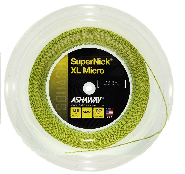 ASHAWAY SUPERNICK XL MICRO SQUASH RACKET STRING - 110m REEL