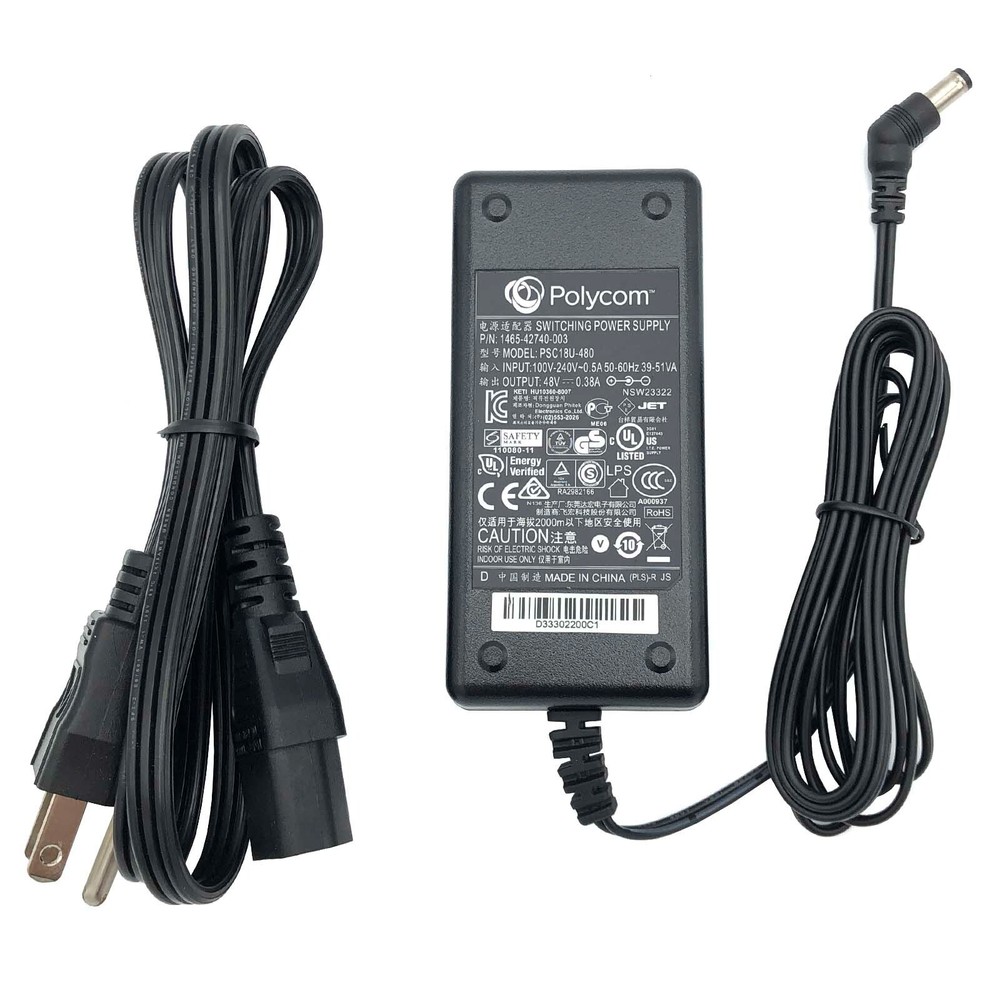 Genuine Polycom Switching Power Supply Adapter for Polycom Devices 48V DC