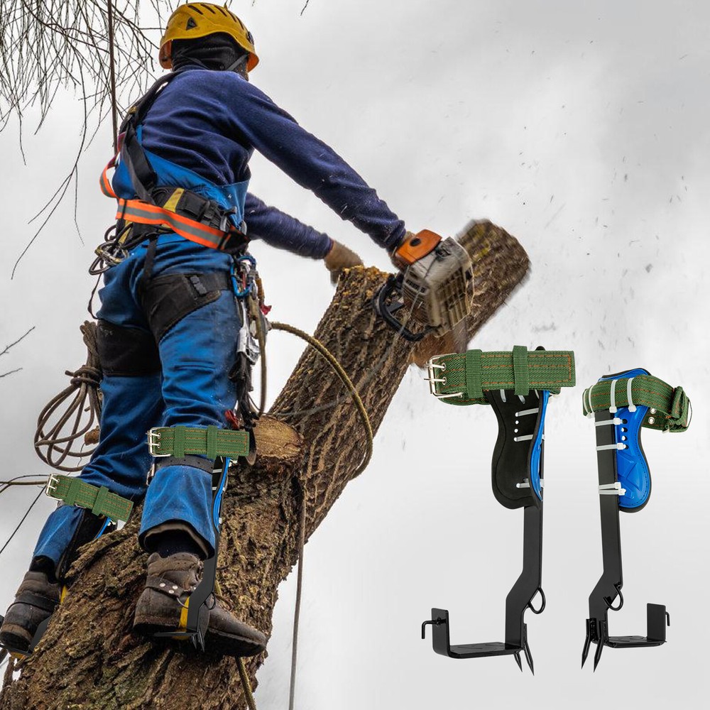 Tree Climbing Spike Set Pole Climbing Spurs w/ Rope Climber Adjustable Long!