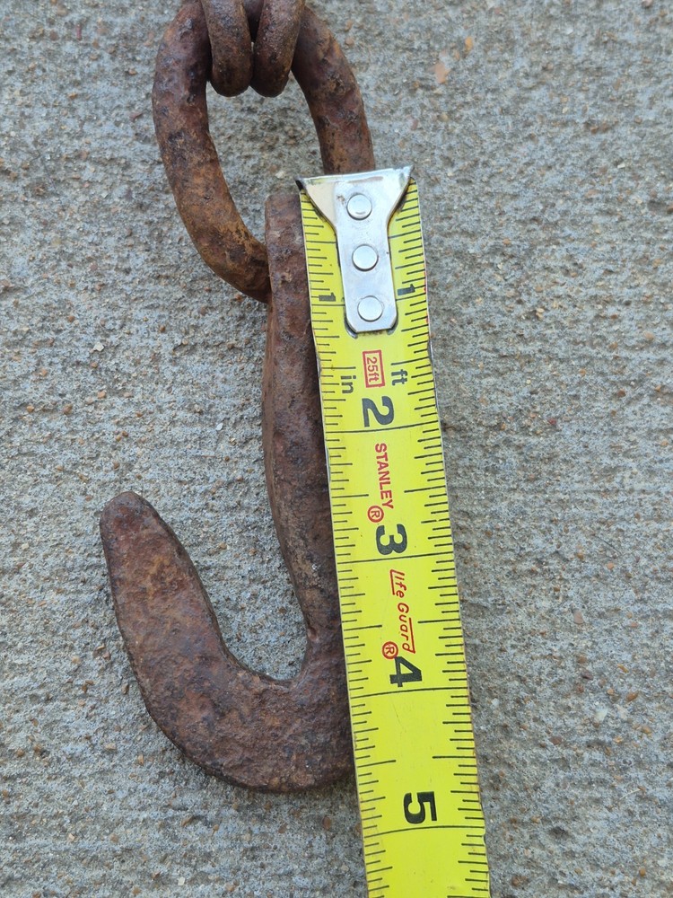 Hand Forged Hook & Chain Primitive Blacksmith Made 8ft+ long!