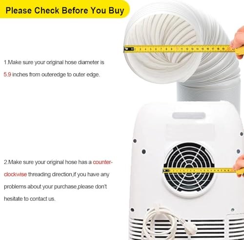 Portable Air Conditioner Hose, 5.9" Diameter Anti-Clockwise Thread, Universal