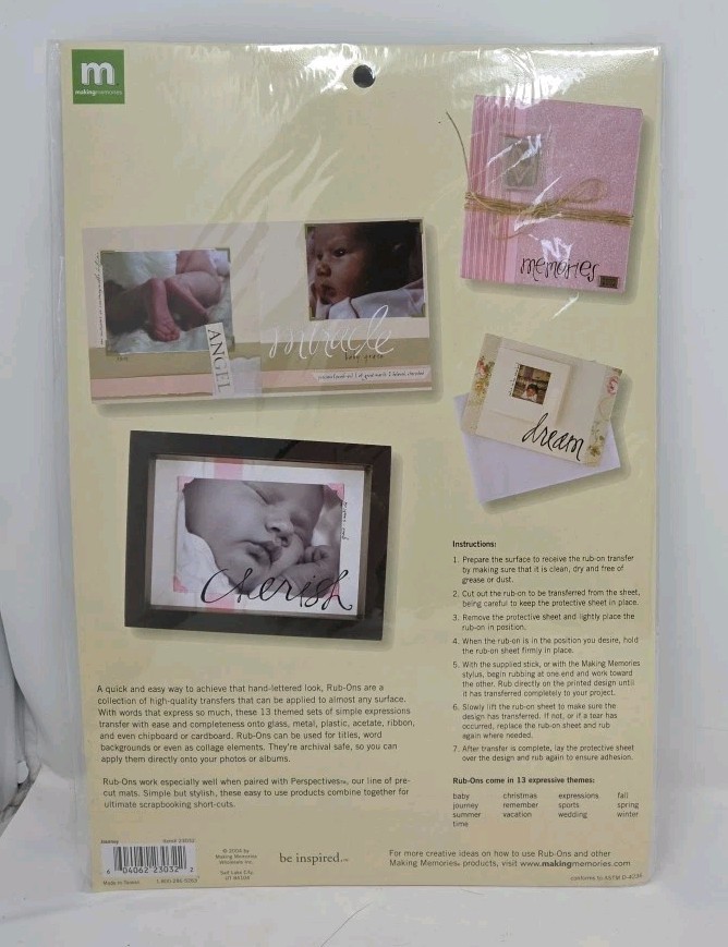 2003 MAKING MEMORIES ASSORTED RUB-0NS - VACATION, EXPRESSIONS, REMEMBER