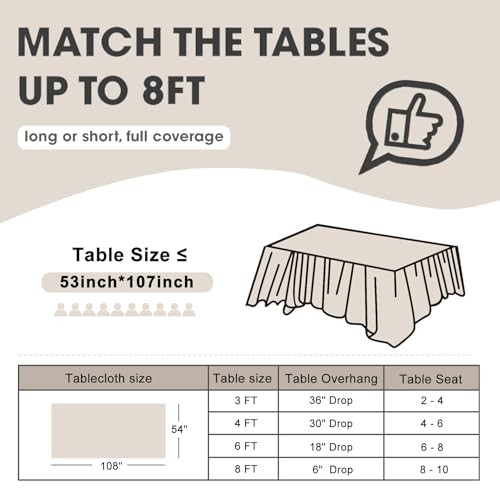 Plastic Table Cloth Disposable, 6 Pack Rectangle 6 Pack 54"×108" Rectangle Red