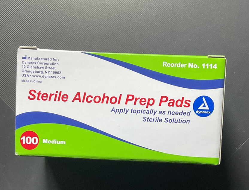 Dynarex Sterile Alcohol Prep Pads, Medium - 100-Piece