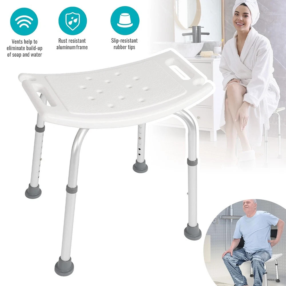 Shower Chair Seat 350lb Bath Stool Padded Height Adjustable Bathtub Seat Bench
