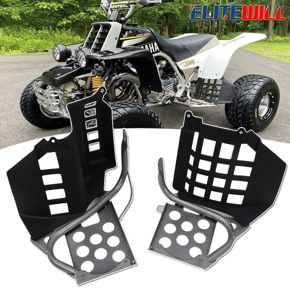 Heel Guards Footrest For 1990-2006 Yamaha Banshee LH+RH Nerf Bars Black+Silver