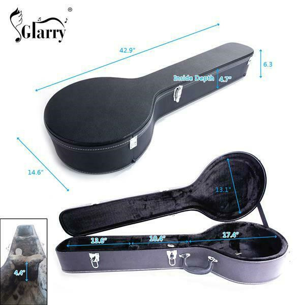 US 42" 5/6Strings Banjo Case Leather&Wood Hard Case Backpack Cover Box Protector