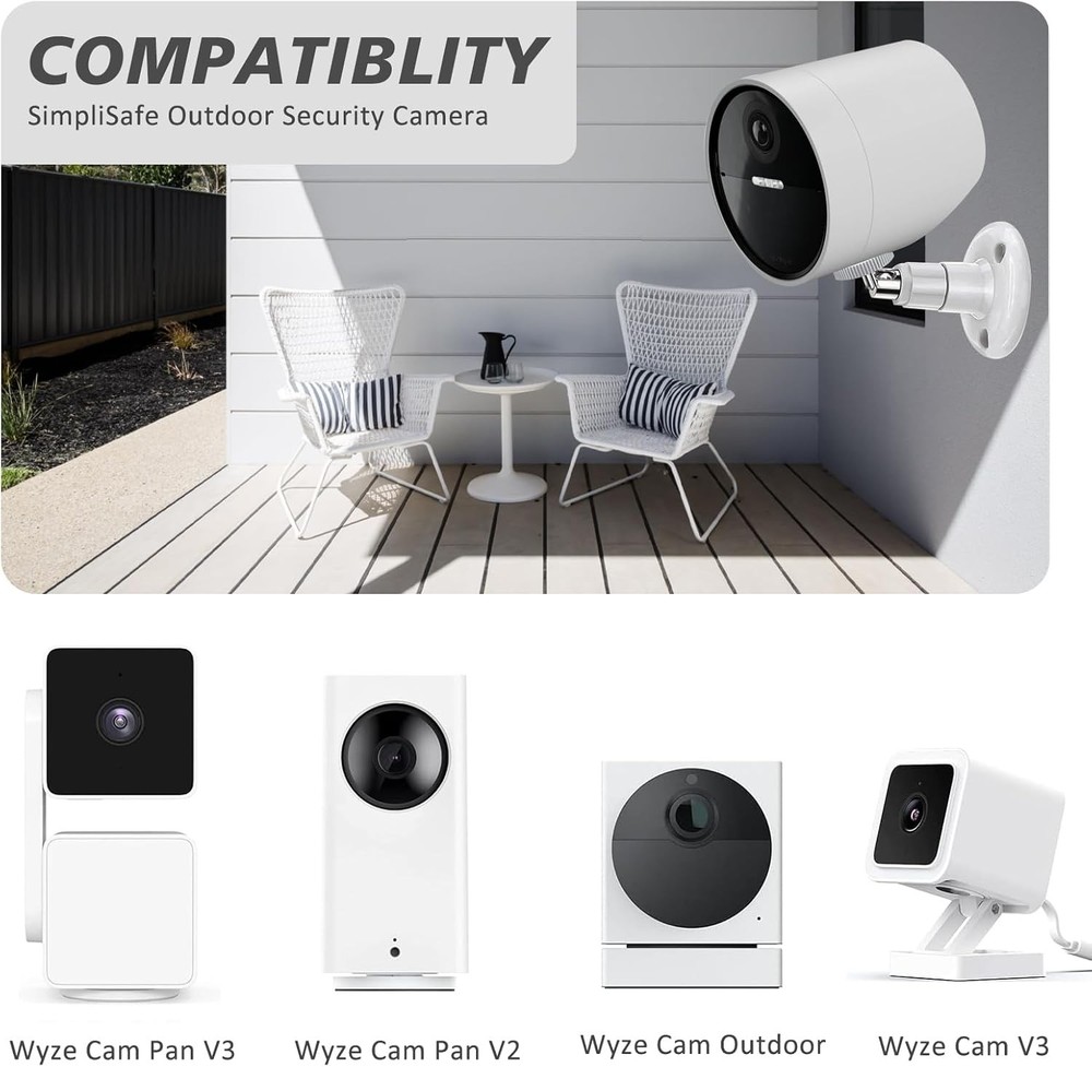 2 Pack Wall Mount Compatible with Simplisafe Outdoor Security Camera, 360° Rota