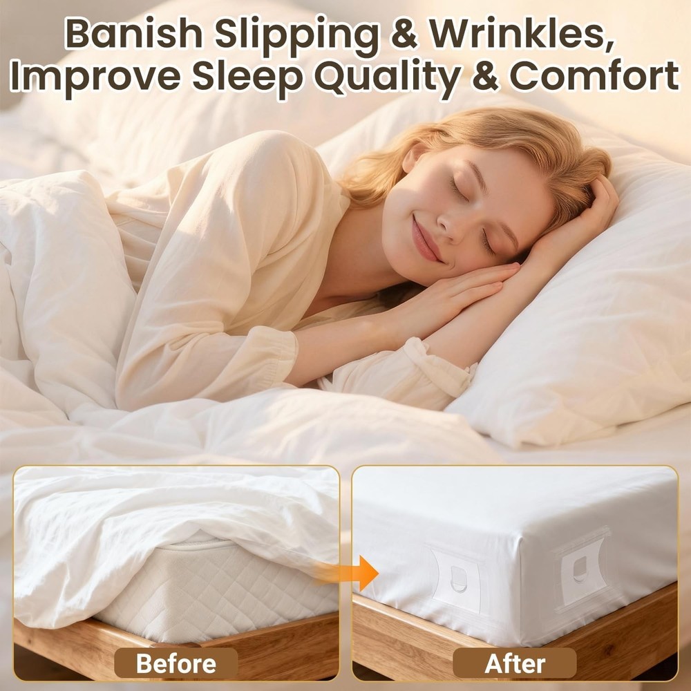 Bed Sheet Holders Clips Elastic Straps for Corners Sides Universal Fit