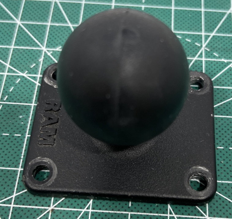 RAM Mount  2" x 2.5" Rectangular Flat Surface Base with 1.5" Ball Used.