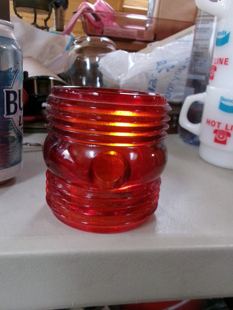 VINTAGE DIETZ NO. 40 RUBY RED GLASS RAILROAD LANTERN GLOBE