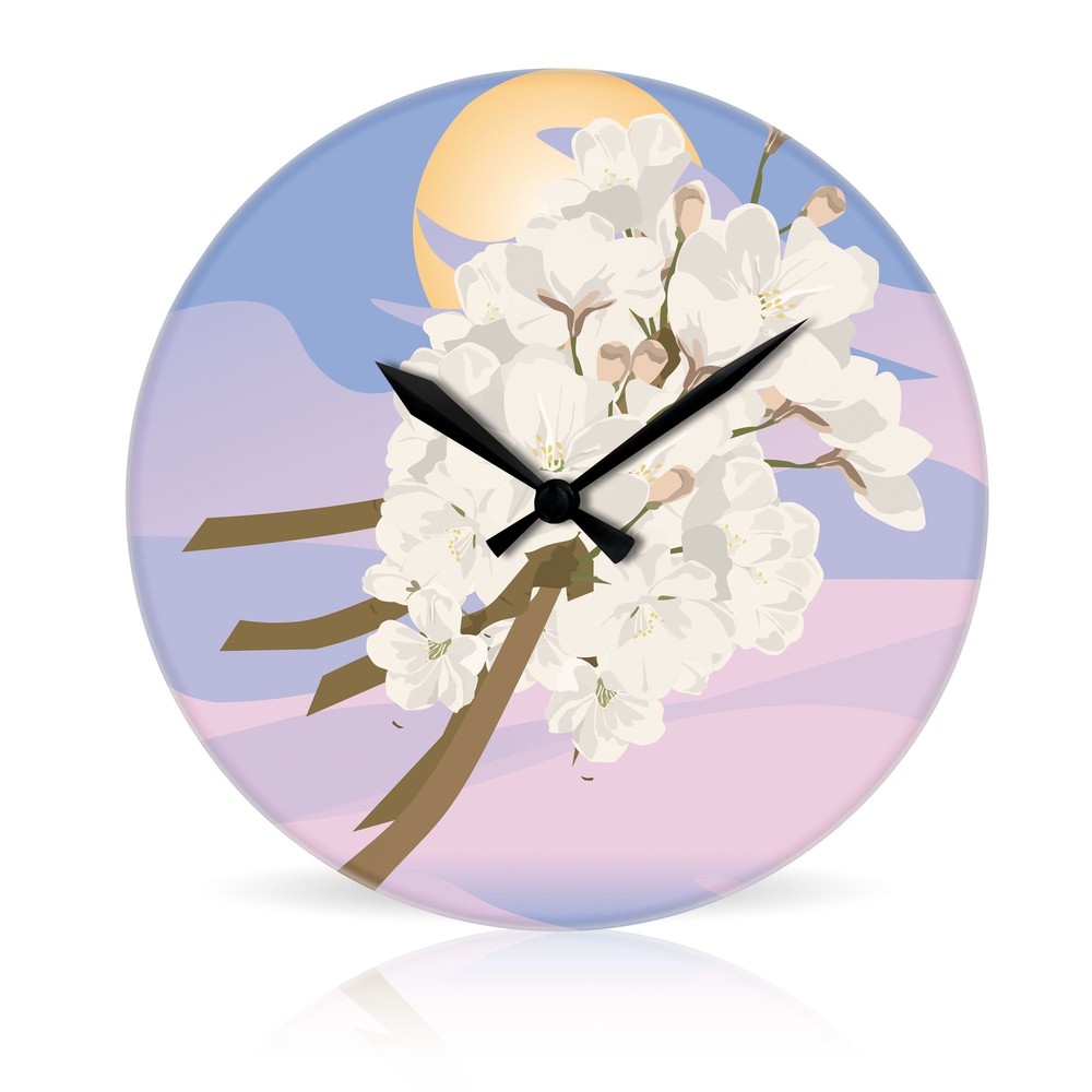 Cherry Blossoms br Round Acrylic Wall Clock 10.75"