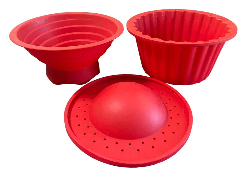 Big Top Cupcake Red Silicone Mold 3 Pc. Bake Pan Giant Baking Set