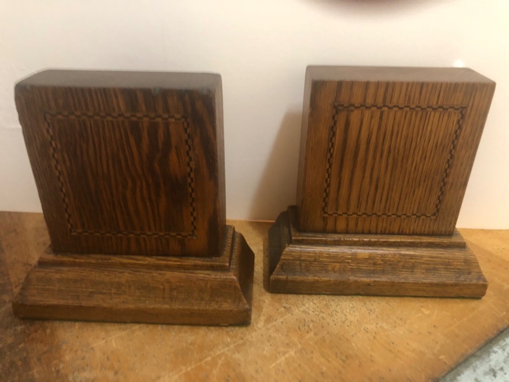Vintage Unique Oak Bookends
