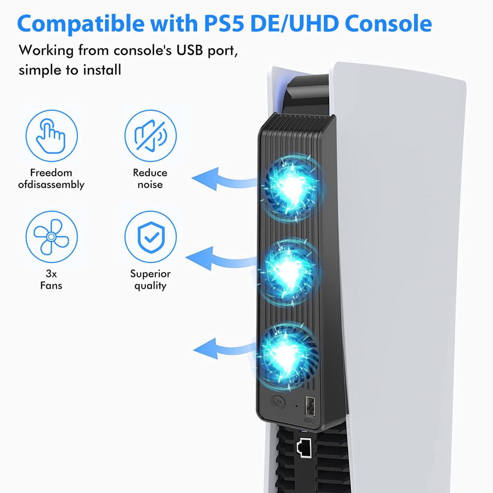 Extended USB Interface For PS5 PlayStation 5 Cooling Fan Saves Outlet Space