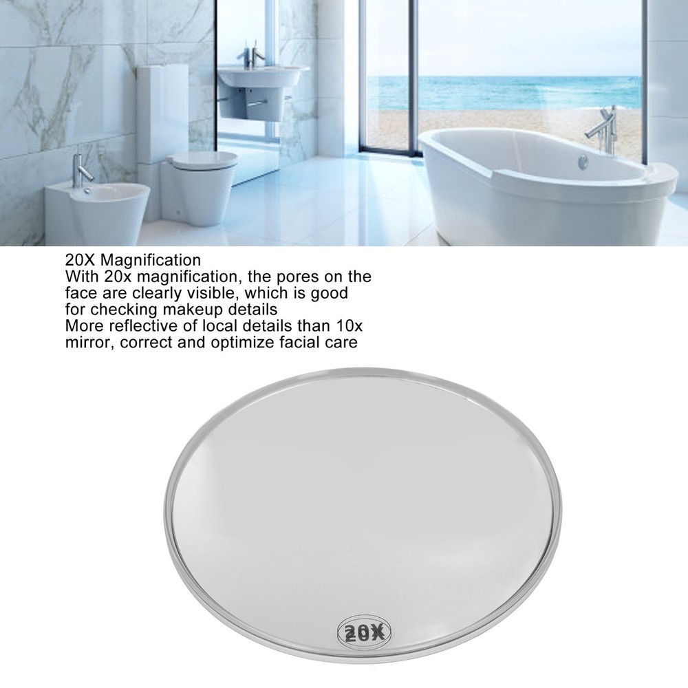 20X Magnifying Mirror With 3 Suction Cups Space Saving Round Strong Suction