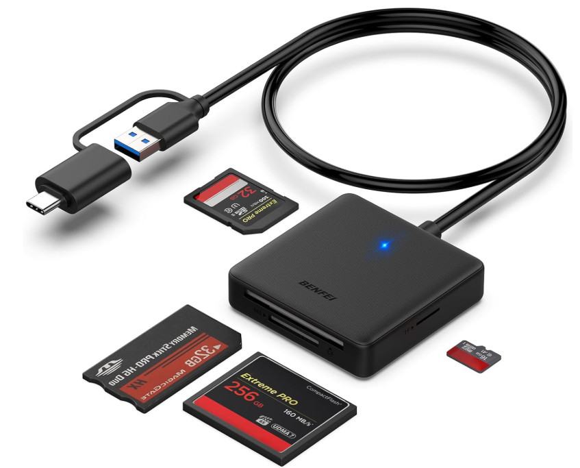 Memory Card Reader, 4In1 USB 3.0 and USB-C to SD Micro SD MS CF Card Reader Ada