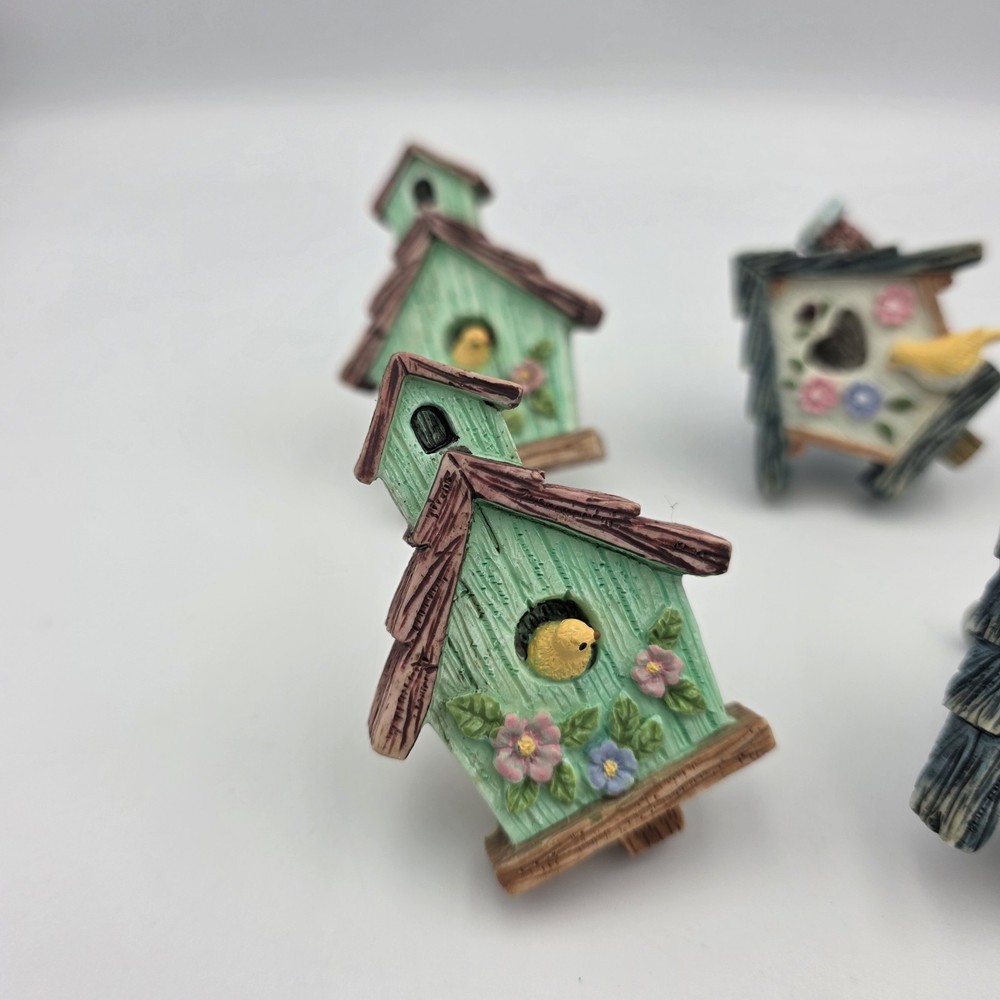 6~ Poly Resin 3D Bird Birdhouse Drawer Pulls Cabinet Handles Knobs Multicolor