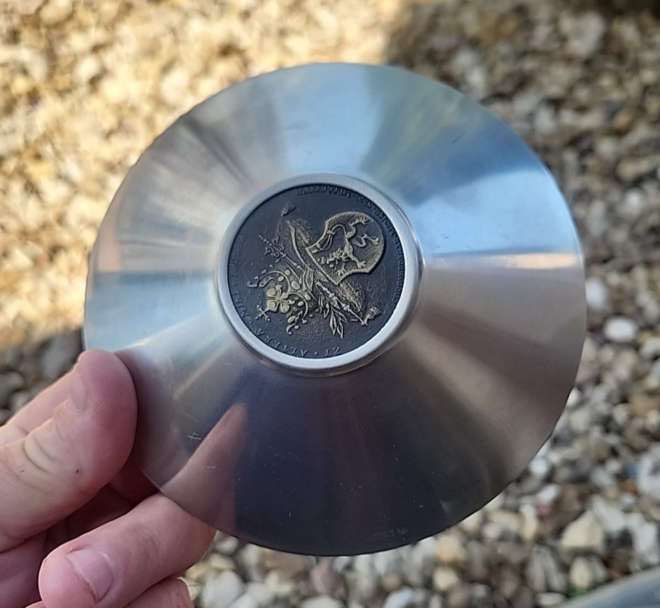 Empress Maria Italian Stainless and Bronze Coin Bowl by Arthur Salm 1960's