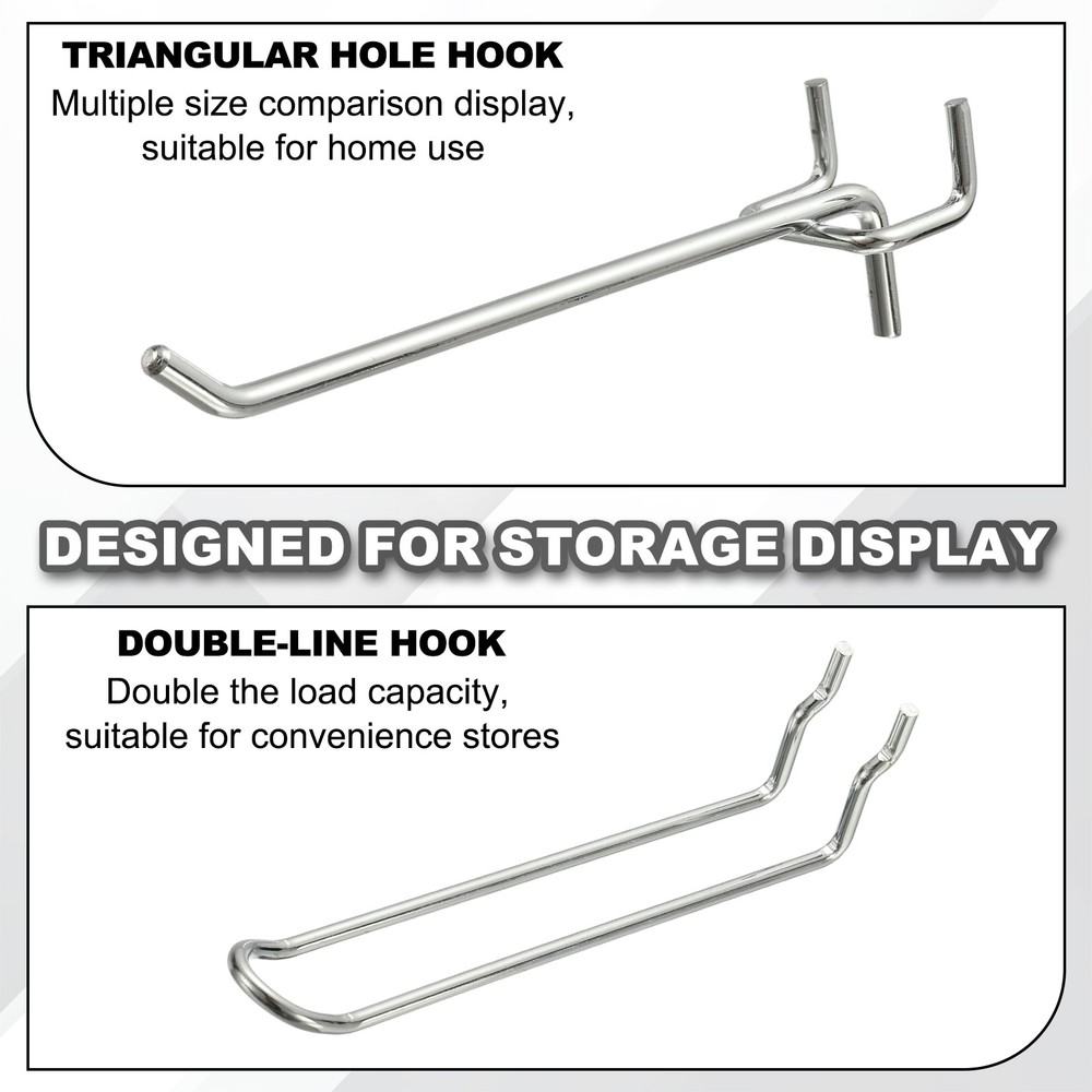 20 Pcs Pegboard Hooks, 5.9" Peg Board Hooks Kit, Silver Tone (1.2mm)