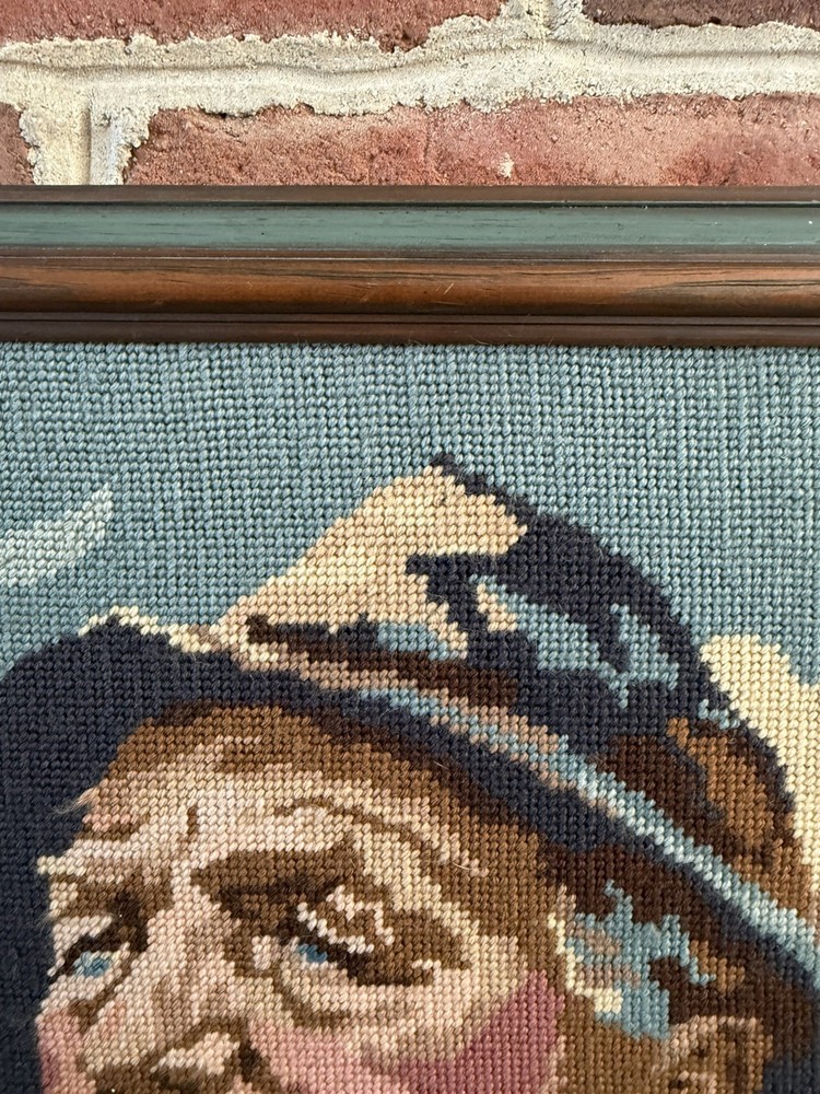Old Sailor Needlepoint Framed Nautical Cape Cod Vintage
