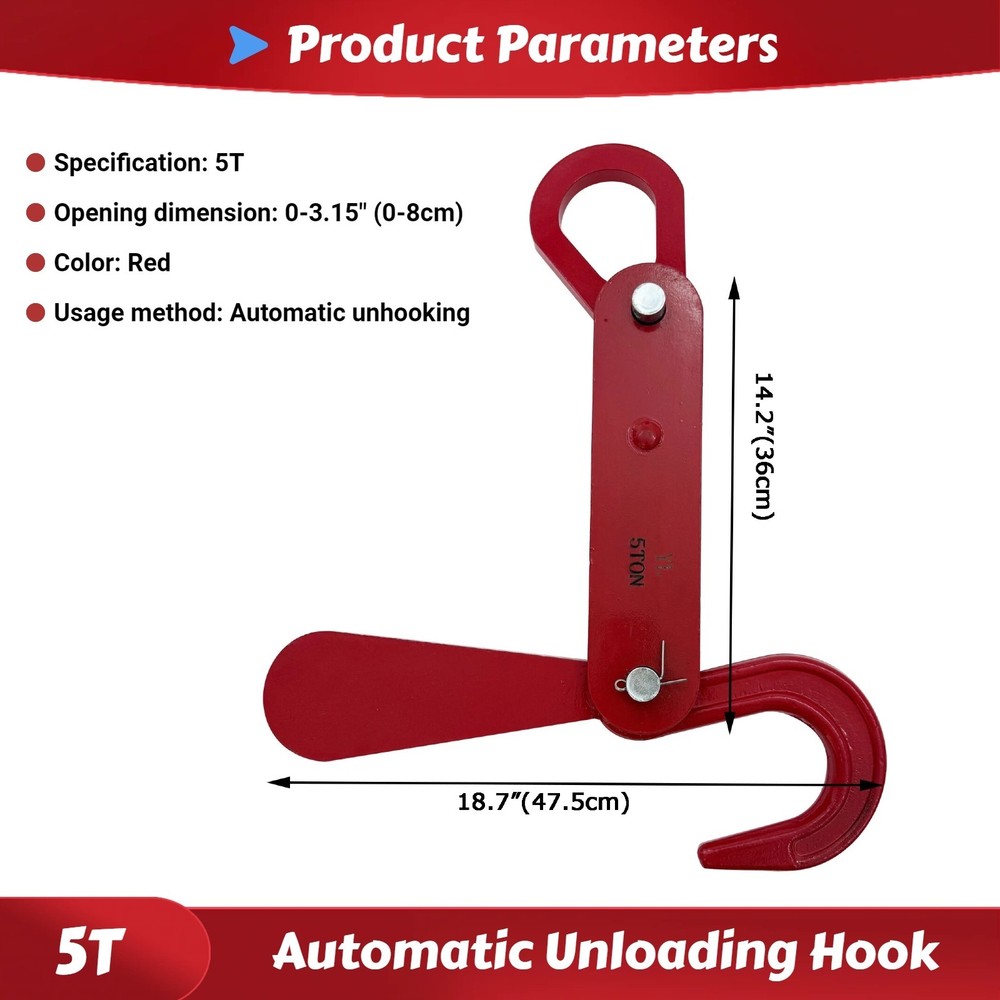 5T Automatic Unloading Hook Cargo Lifting Hook Lifting Automatic Release Hook