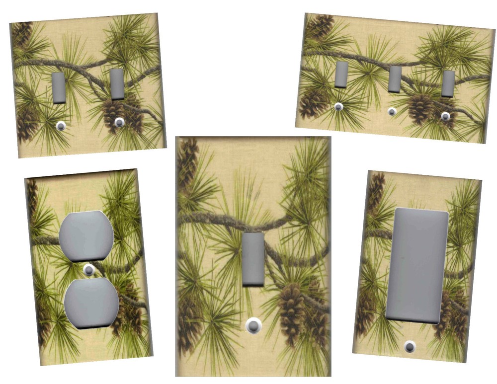 PINE CONES ON BRANCHES HOME DECOR LIGHT SWITCH PLATES AND OUTLETS