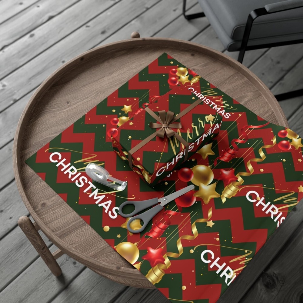 Wrap Papers - Chevron Pattern - Christmas Wrapper - Merry Christmas