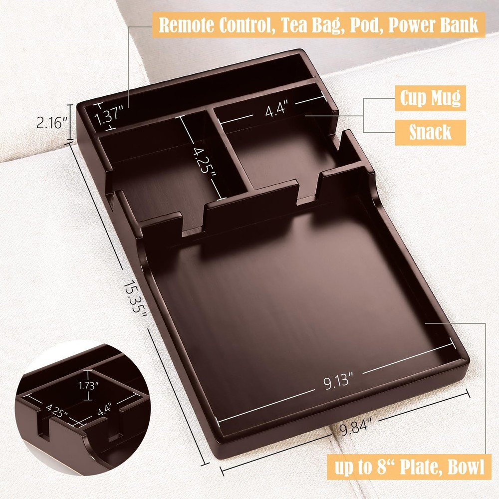Couch Insert Tray, 2-in-1 Insert & Flat Sofa Organizer with 4 Compartments,Fi...