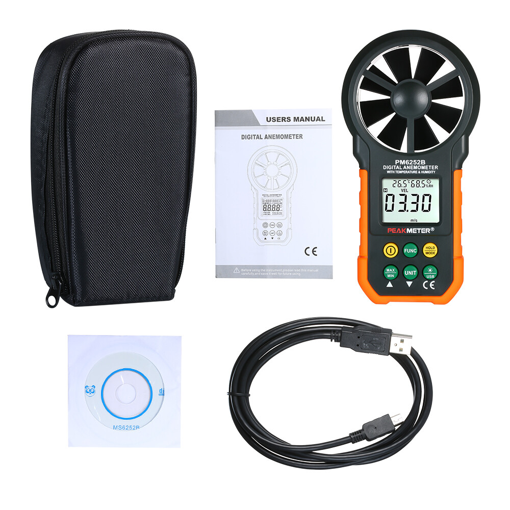 Digital Anemometer Wind Speed Air Velocity Temp Humidity Dew Point Meter USB PC