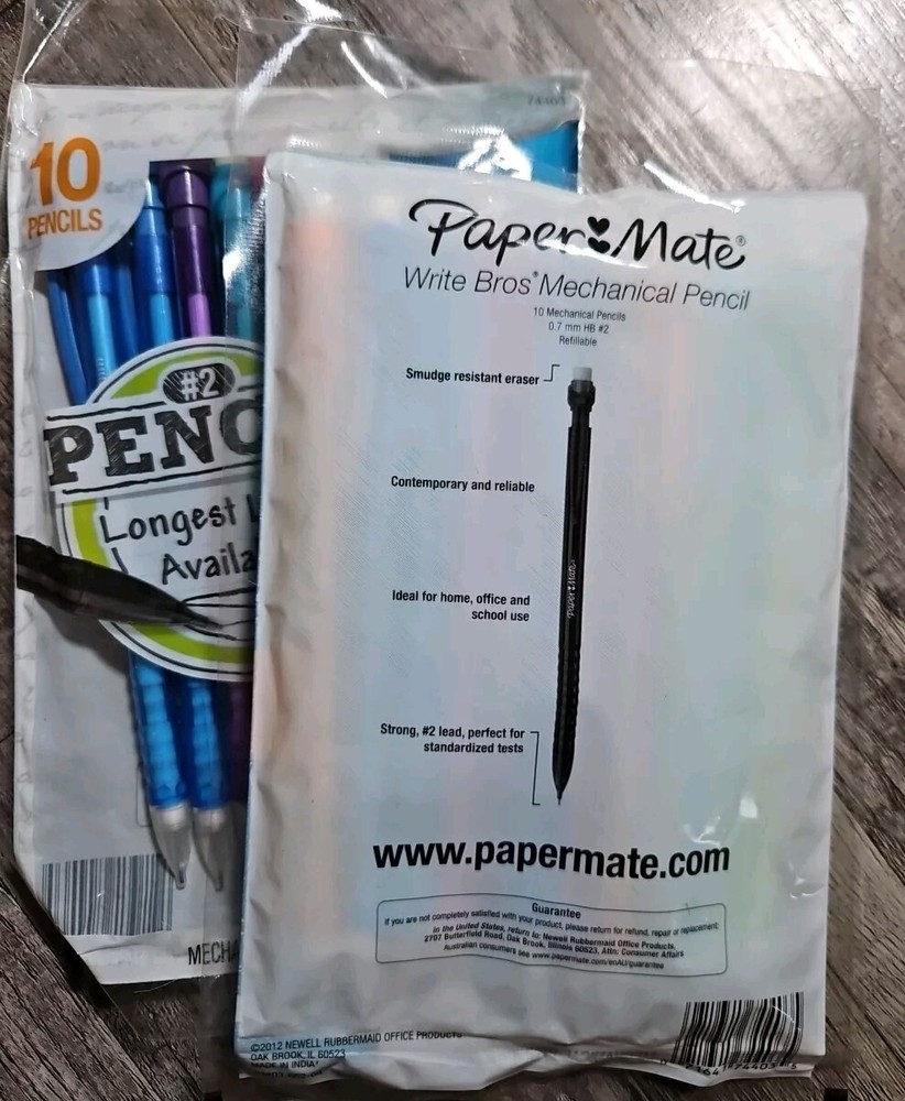 2 Packs (20) PAPER : MATE Mechanical Pencils Assorted Colors #2 Write Bros