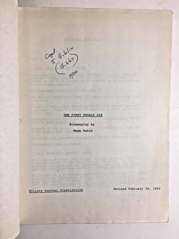 Vintage Original First Deadly Sin Script Screenplay Frank Sinatra 1980 Dunaway