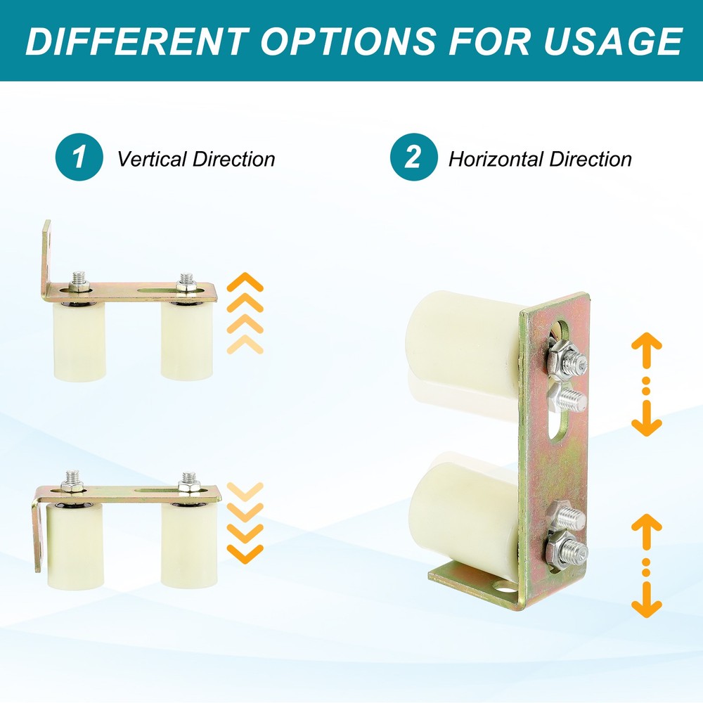 1Set Slide Gate Guide Roller 2.8" Adjustable Nylon Roller with Bracket, White