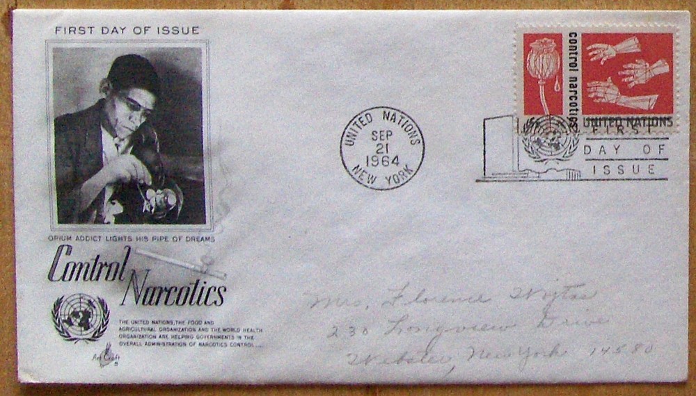 United Nations FDC CONTROL NARCOTICS NY 9/1964.