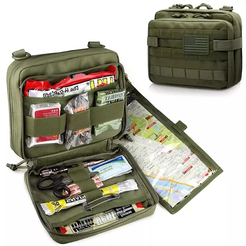 Tactical Large Pouch Double Molle Utility Pouch Map Sleeve Modular ToolS Pouch