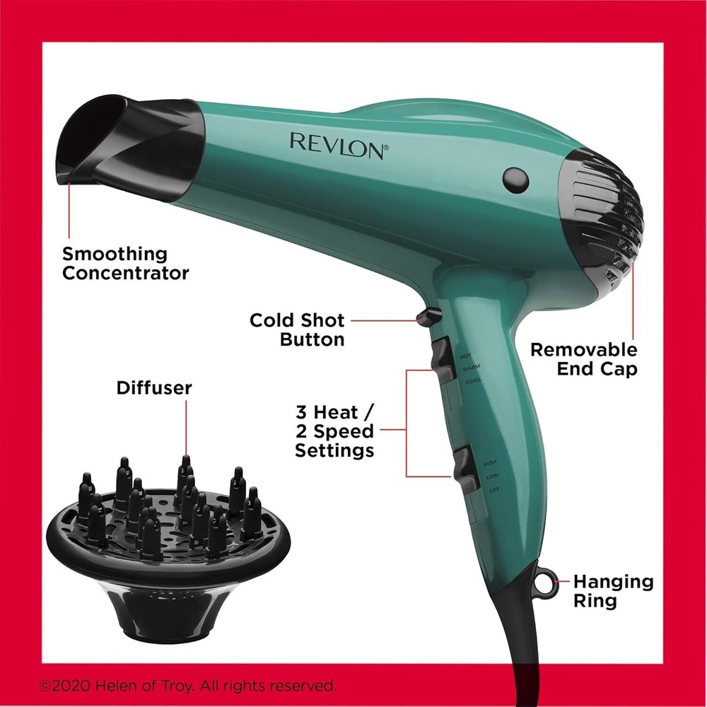 Revlon Professional Ionic Hair Blow Dryer Blower 1875W Volume Boost w/ Diffuser