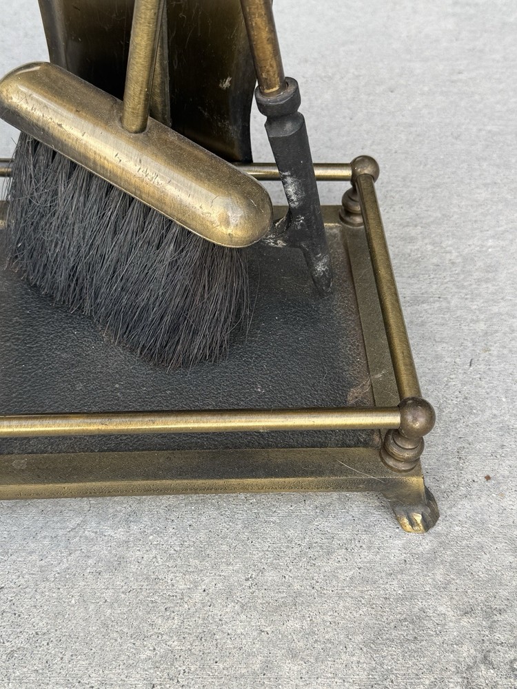 Vintage 3 Piece Fireplace Tools Set with Stand