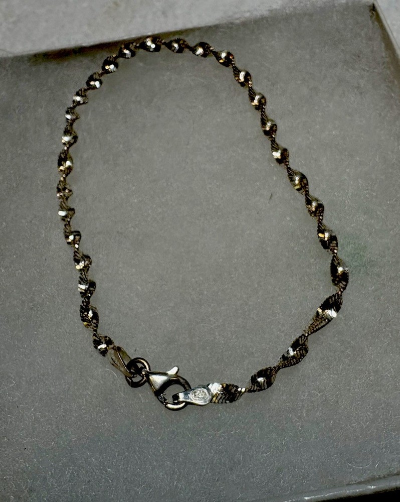 Vintage 925 Solid Sterling Silver Twisted Rope Braid Bangle Bracelet 7” -