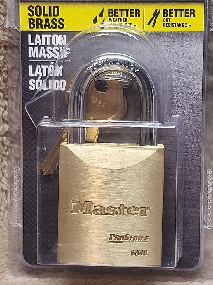 Master Lock ProGrade Solid Brass Keyed Padlock 6840KAD, 1.75" W. Keyed Alike