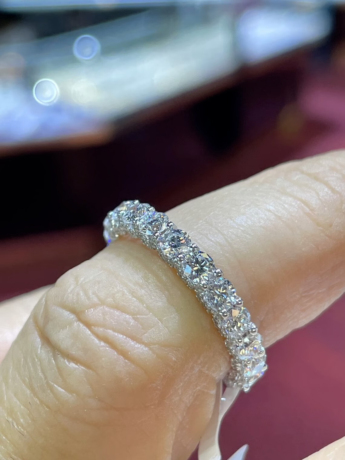 2.00 Ct Round Diamond Lab Created Eternity Wedding Band 14K White Gold Plated