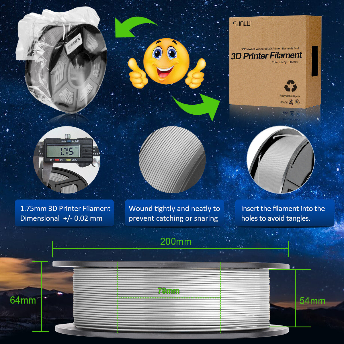 [BUY 4 GET 2 FREE,ADD 6 TO CART] SUNLU PLA META PLA+ PETG SILK ABS Filament 1KG