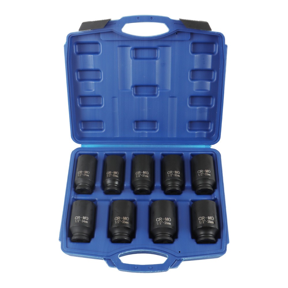 Labwork 1/2 Drive Deep Impact Socket Set 9PCS 6 Point Metric Axle Nut Socket Set