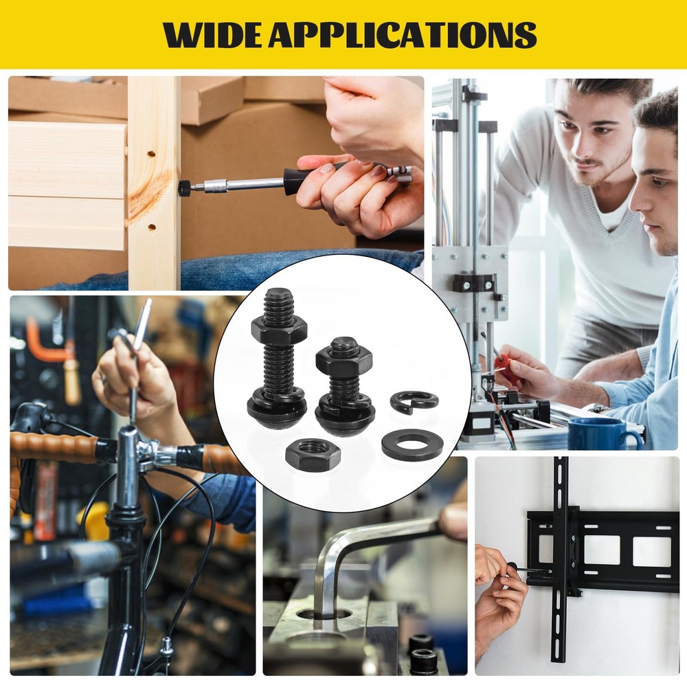 Fgruh 2200PCS M2 M3 M4 M5 M5, Black-Hex Socket Button Head