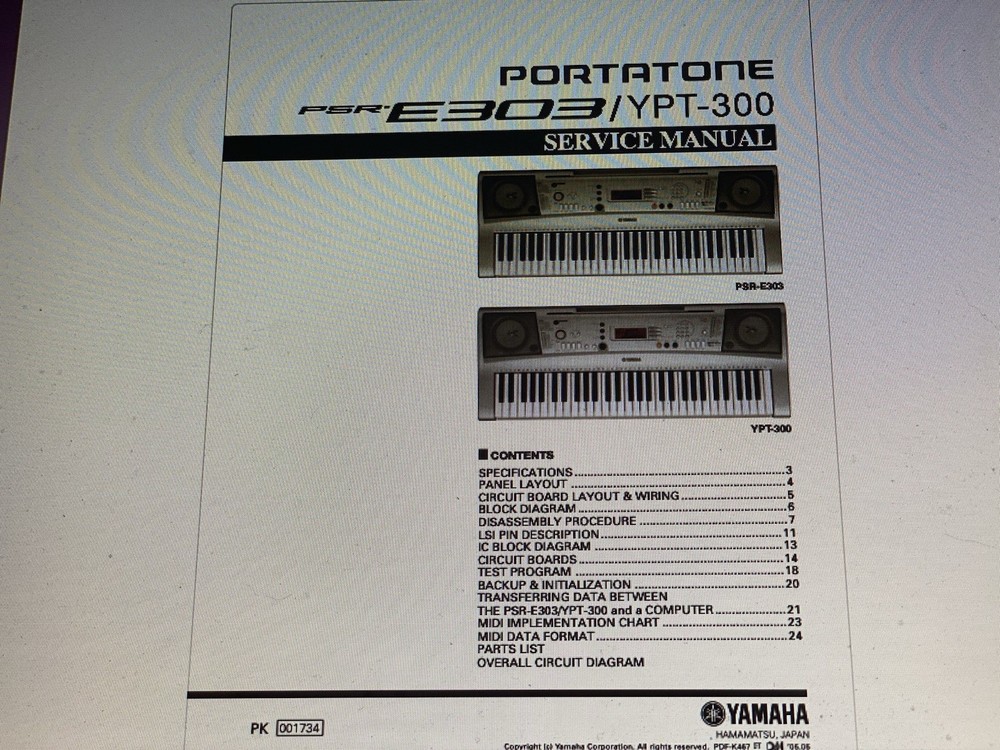 Yamaha Psr-e303  Service Manual Digital
