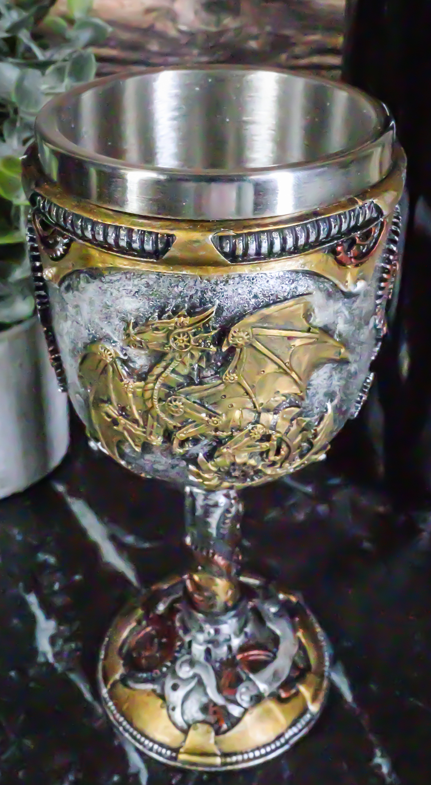 Steampunk Mechanical Gearwork Dragon Wine Goblet Decor Gift